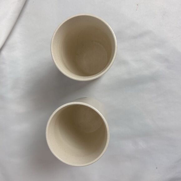 Vtg Hand Painted Ceramic Tumblers Set of 2 Japan Fruit & Pitcher Design 4” - Picture 4 of 5